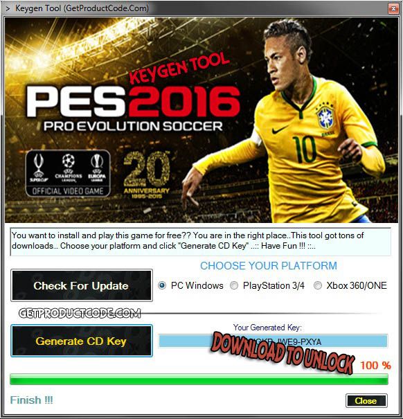 licence key for pes 2016